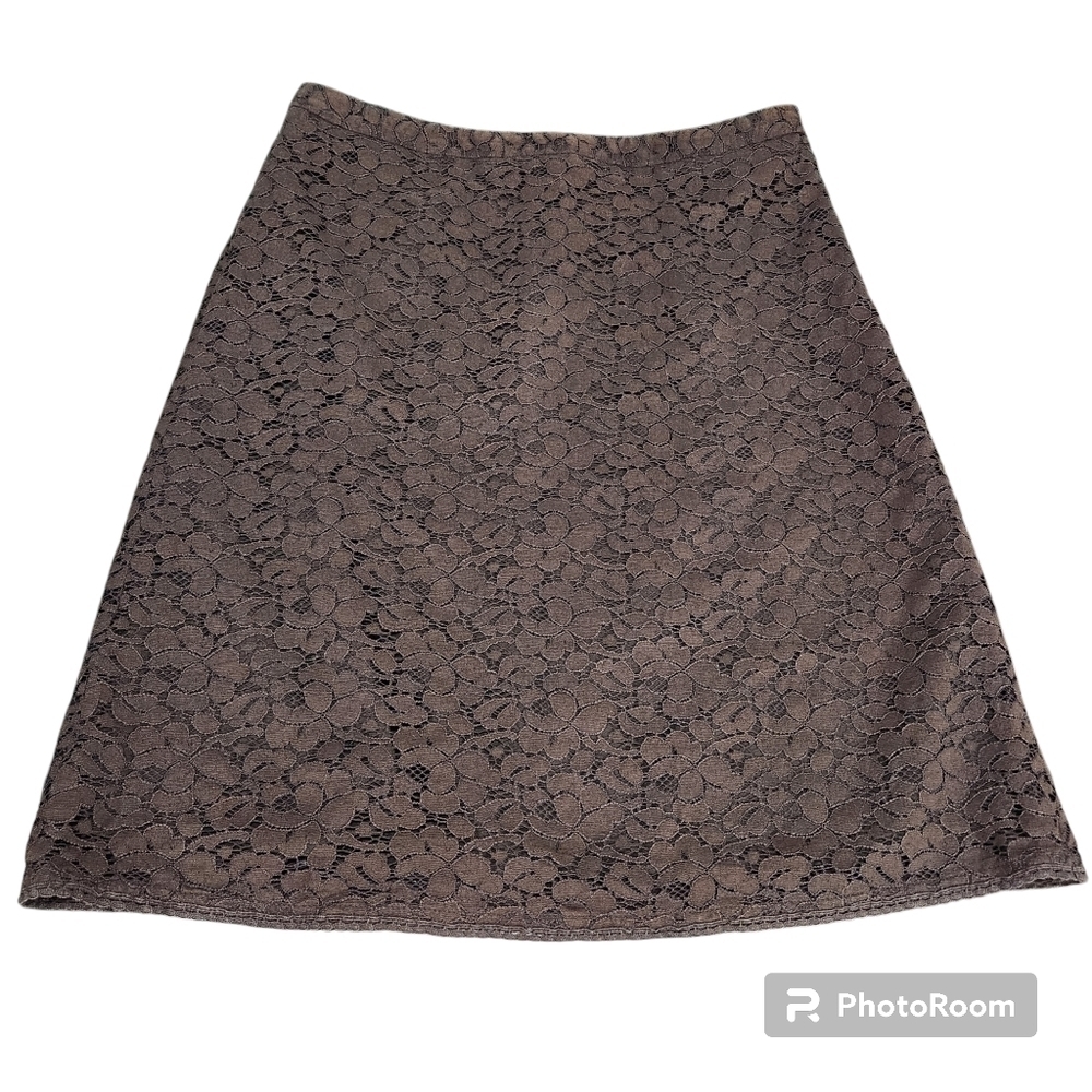 A-line Knee-Length Floral Lace Skirt Cottagecore 90s Y2K Whimsigothic Size 8P